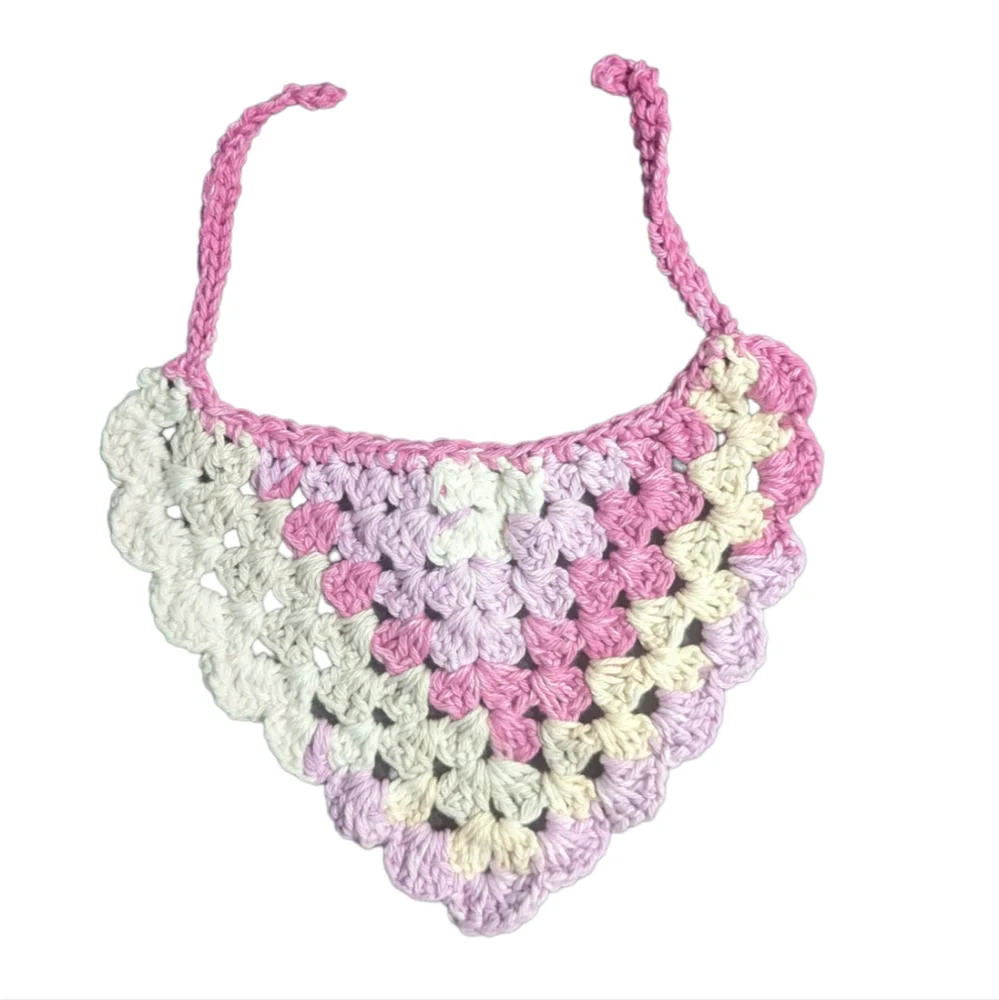Crochet Baby Bib Handmade Handcrafted Boho Casual Cottagecore Coquette Gifts